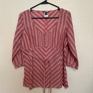 The North Face Pink and White Striped Blouse